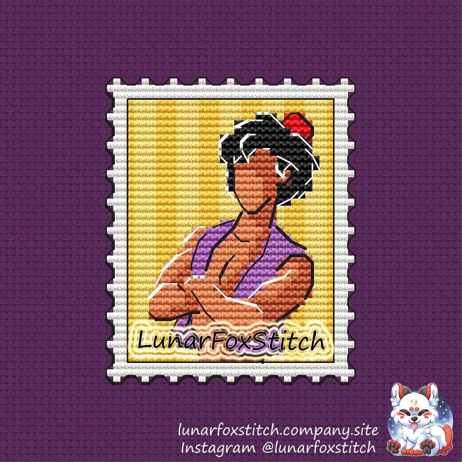 Arabian boy postage stamp cross stitch pattern