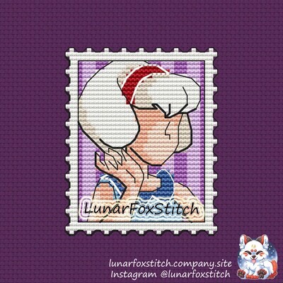 Witch postage stamp cross stitch pattern