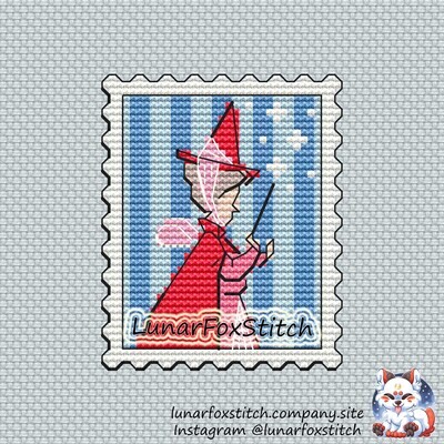 Fairy postage stamp cross stitch pattern