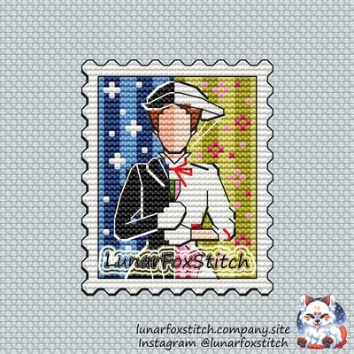 Mary postage stamp cross stitch pattern