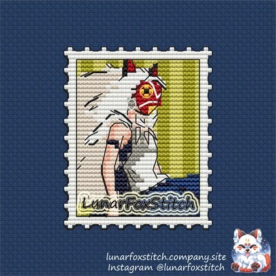 Wolf princess postage stamp cross stitch pattern