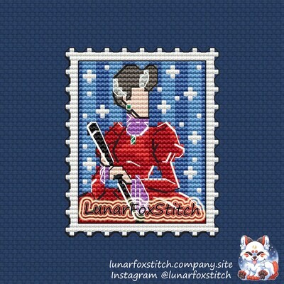 Cat villain postage stamp cross stitch pattern