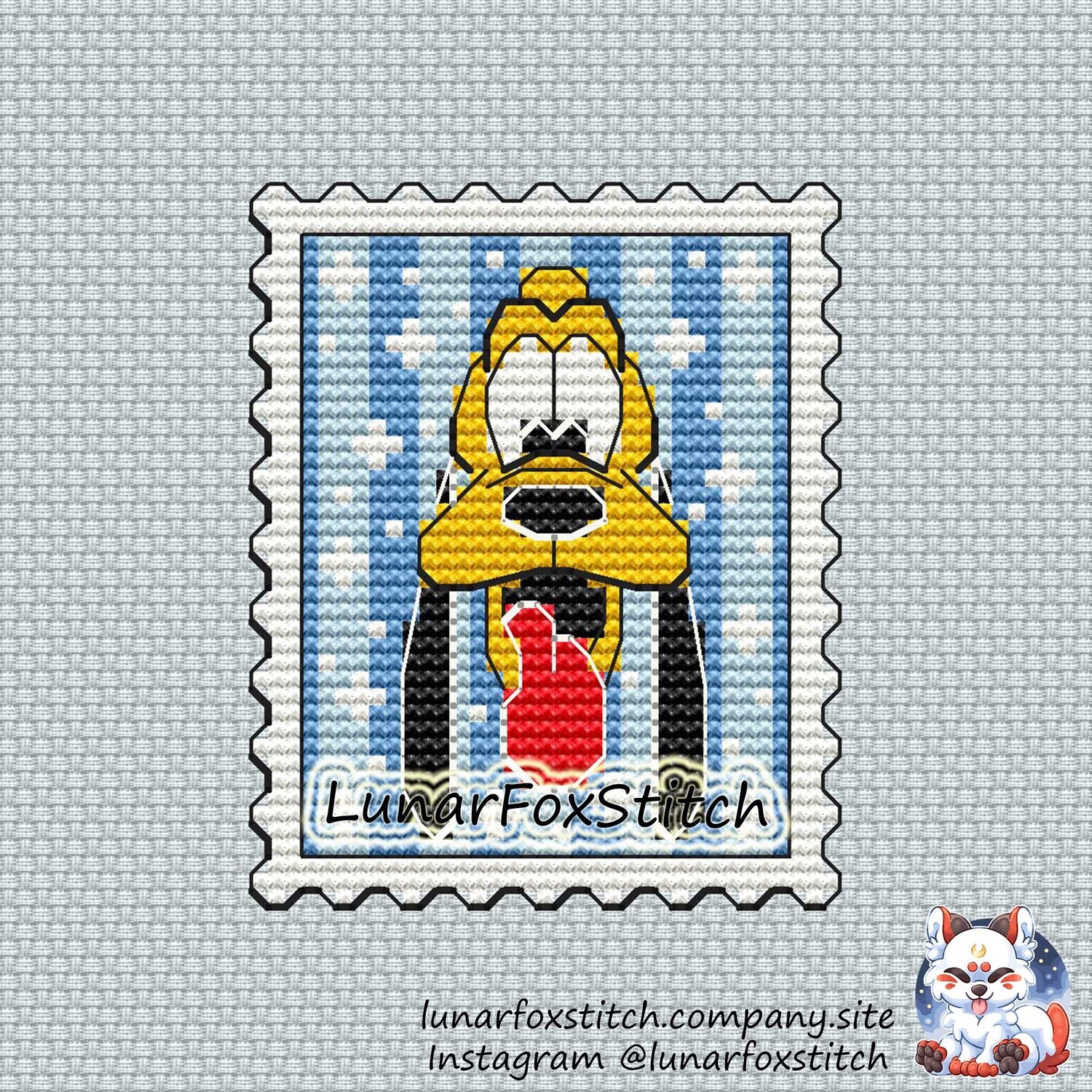 Dog postage stamp cross stitch pattern