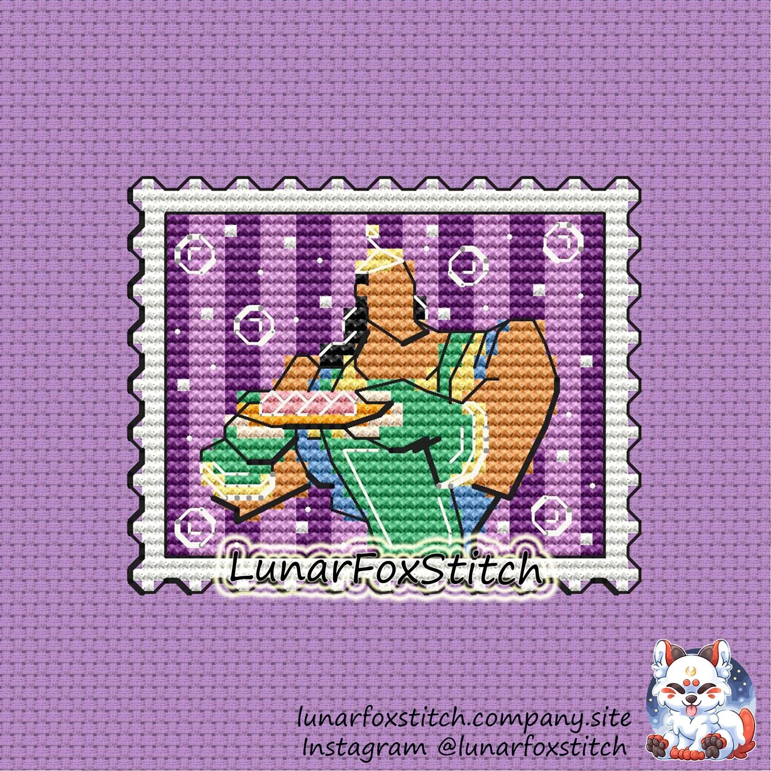 Llama boy postage stamp cross stitch pattern