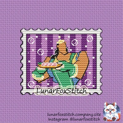 Llama boy postage stamp cross stitch pattern