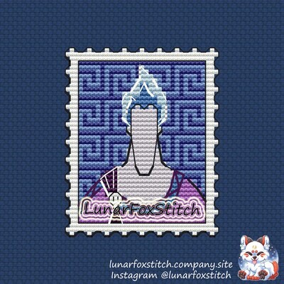 Hades postage stamp cross stitch pattern
