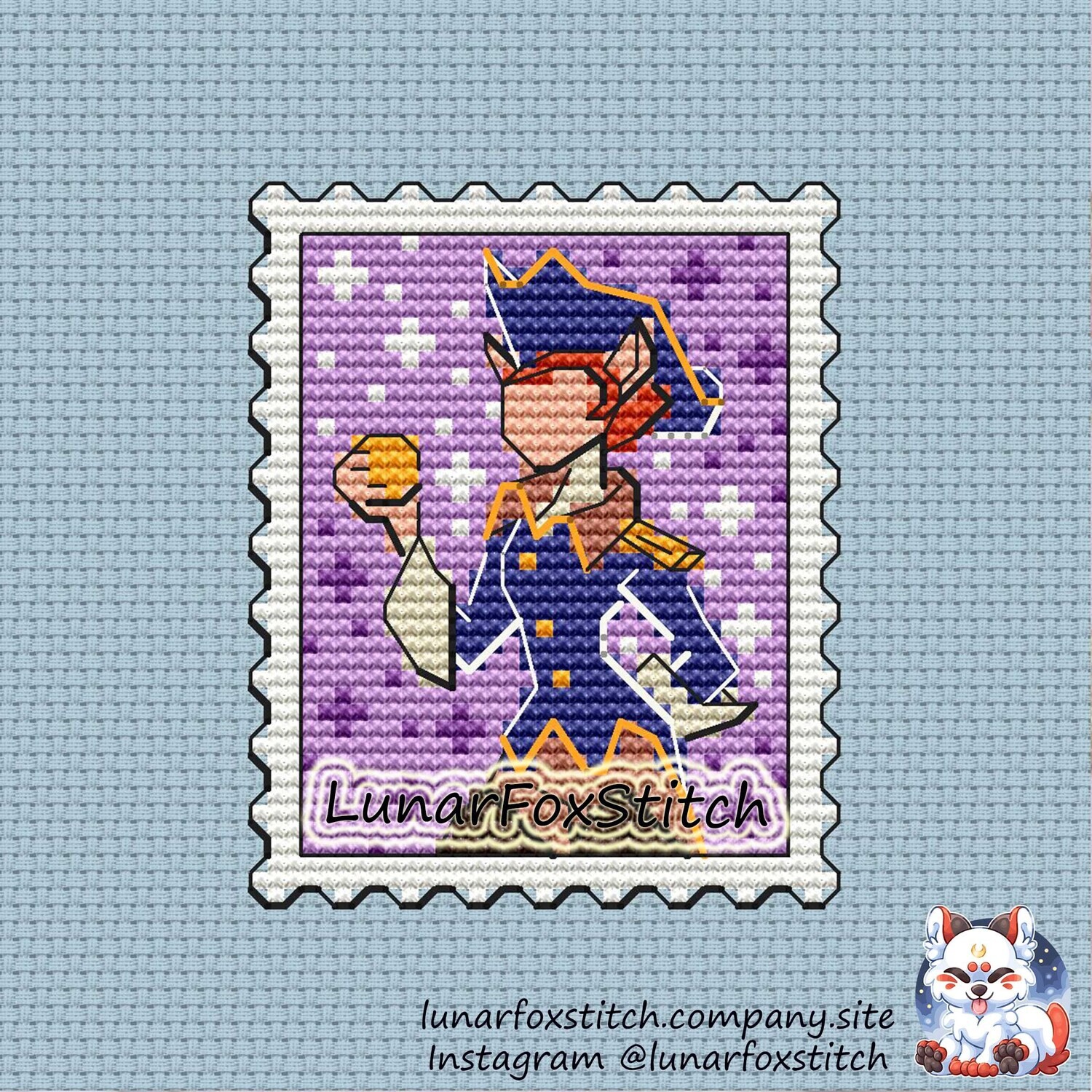 Space captain postage stamp cross stitch pattern