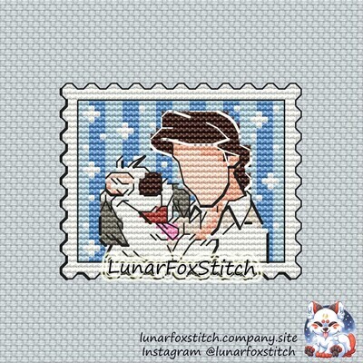 Mermaid prince postage stamp cross stitch pattern