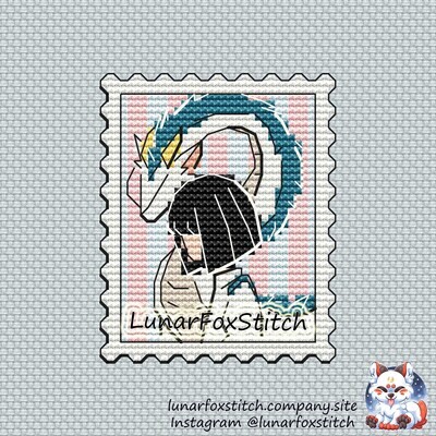 Dragon boy postage stamp cross stitch pattern