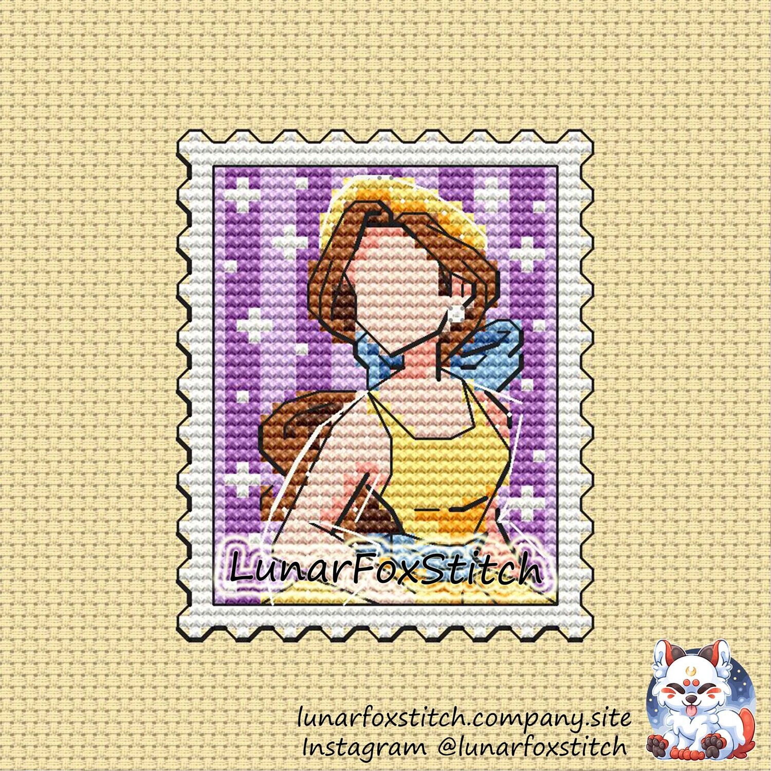 Princess Anastasia postage stamp cross stitch pattern