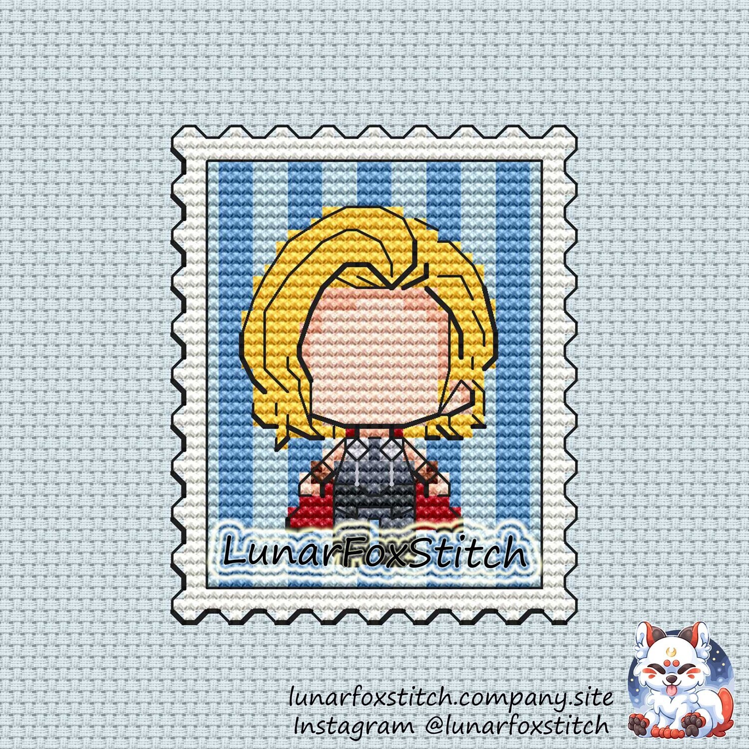 Thor postage stamp cross stitch pattern