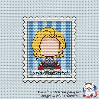 Thor postage stamp cross stitch pattern