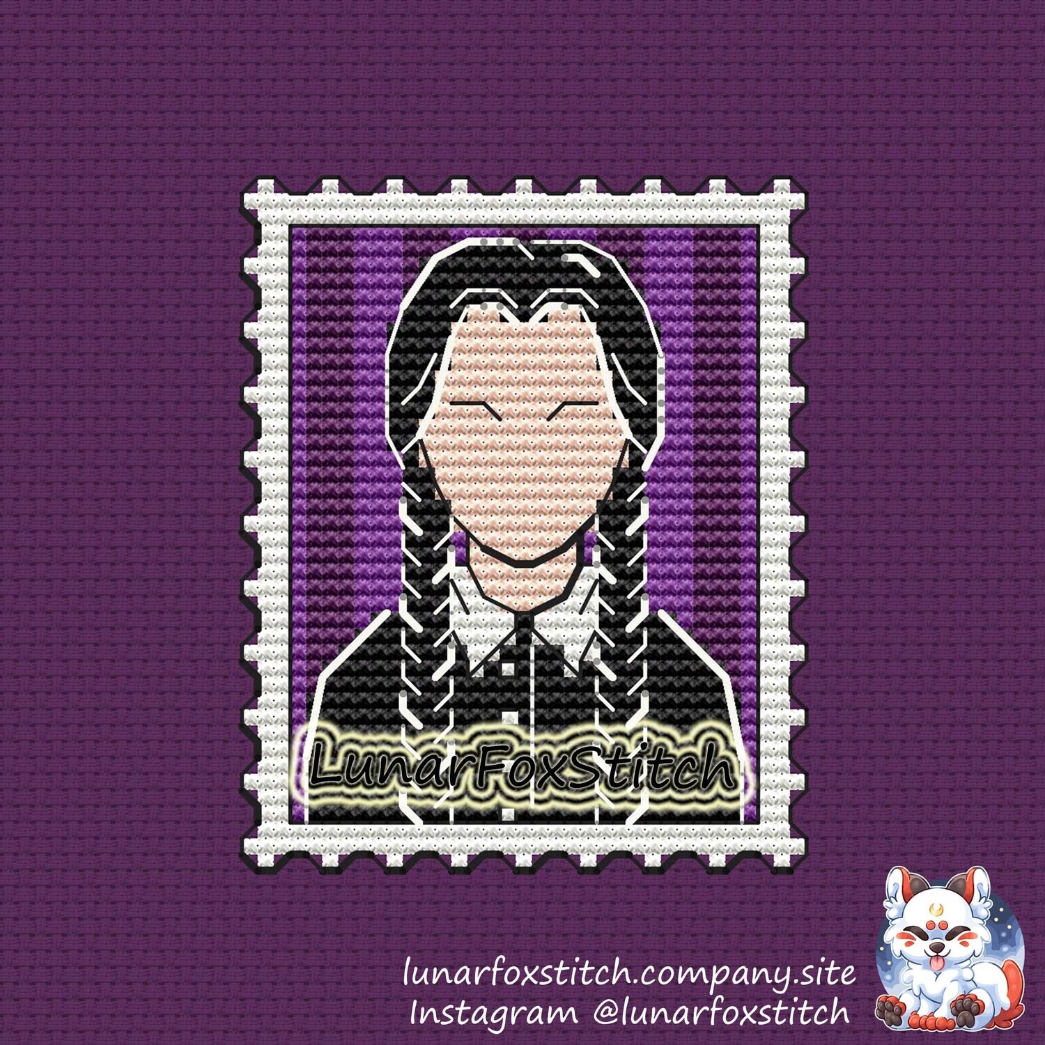 Wednesday postage stamp cross stitch pattern