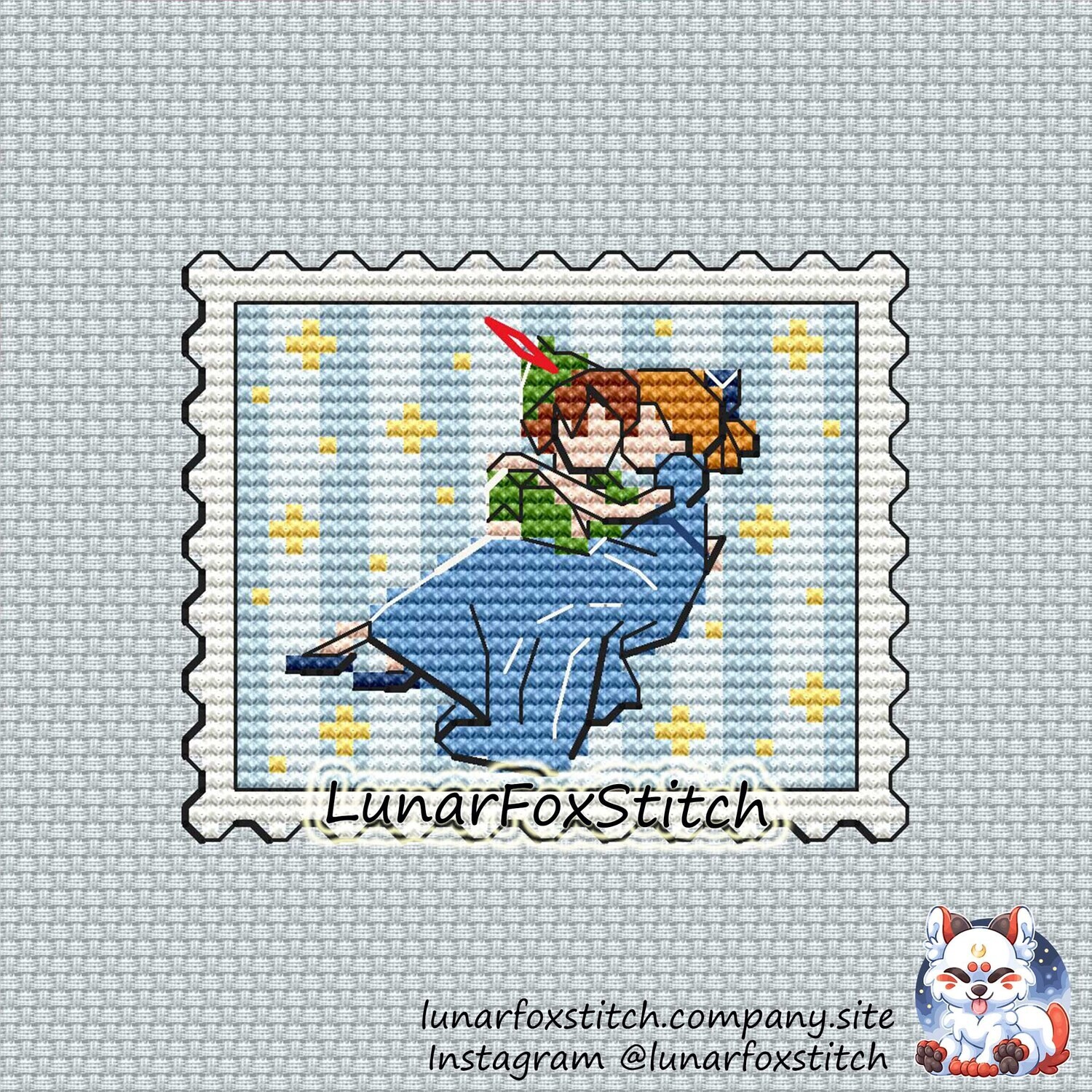 Love postage stamp cross stitch pattern