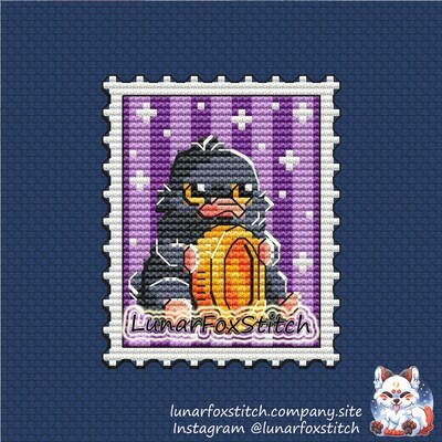 Magical beast postage stamp cross stitch pattern