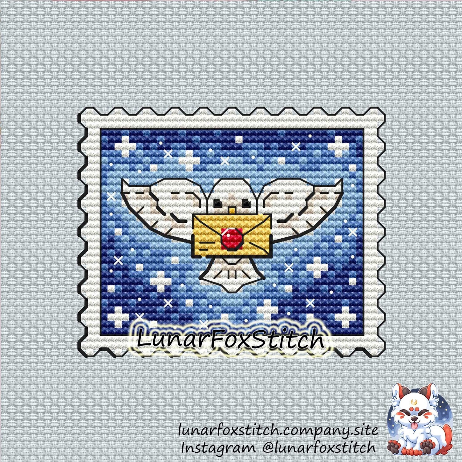 Polar owl Magic stamp cross stitch pattern