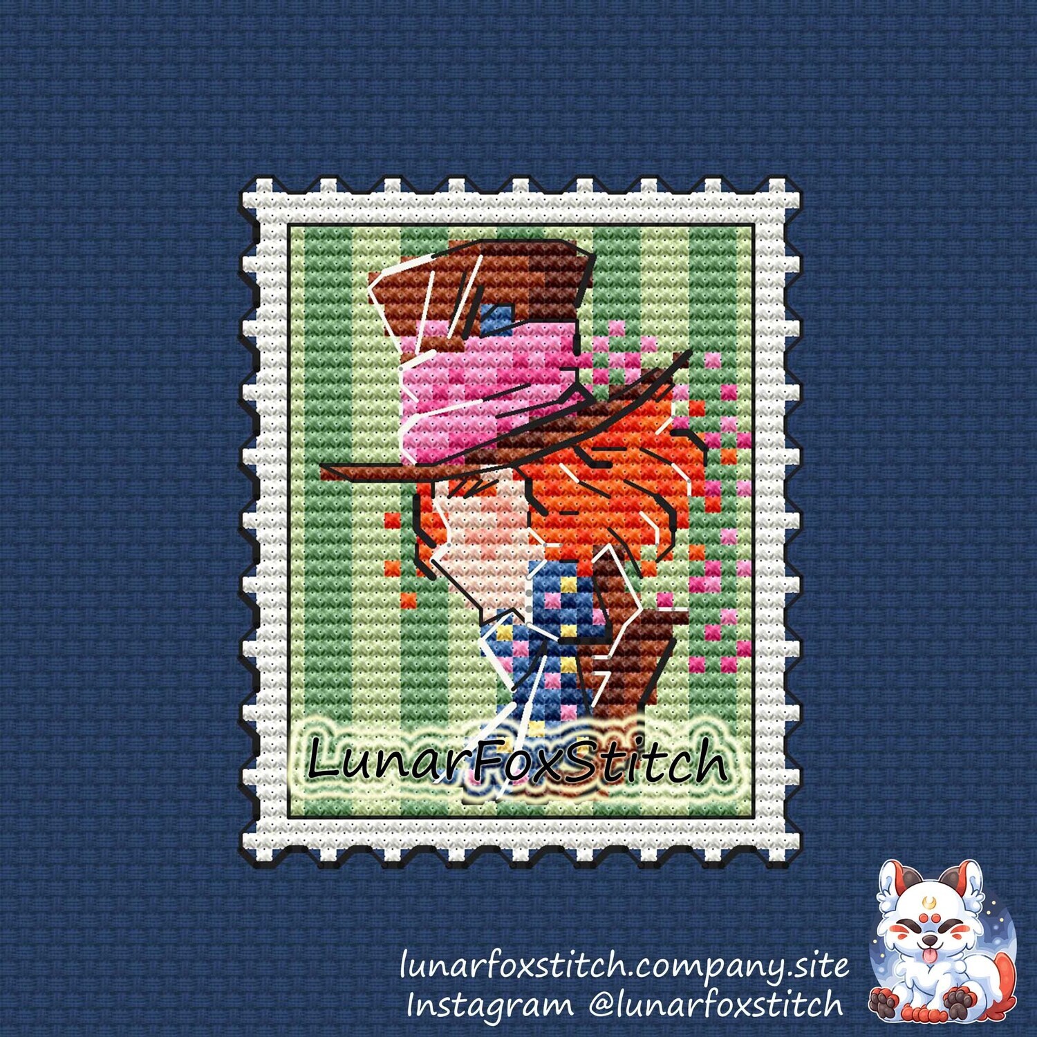 Hatter boy postage stamp cross stitch pattern