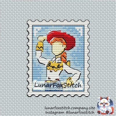 Cowboy girl toy postage stamp cross stitch pattern