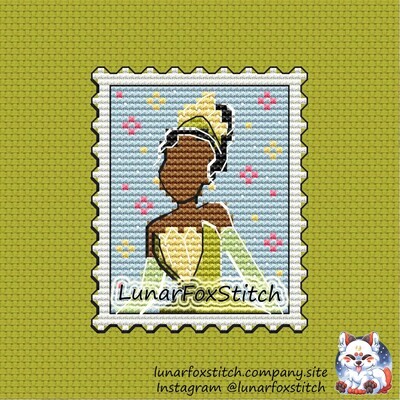 Frog princess postage stamp cross stitch pattern