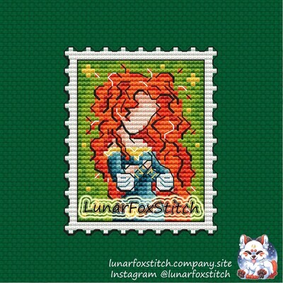 Scottish princess postage stamp cross stitch pattern