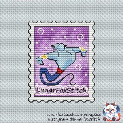 Jinn postage stamp cross stitch pattern