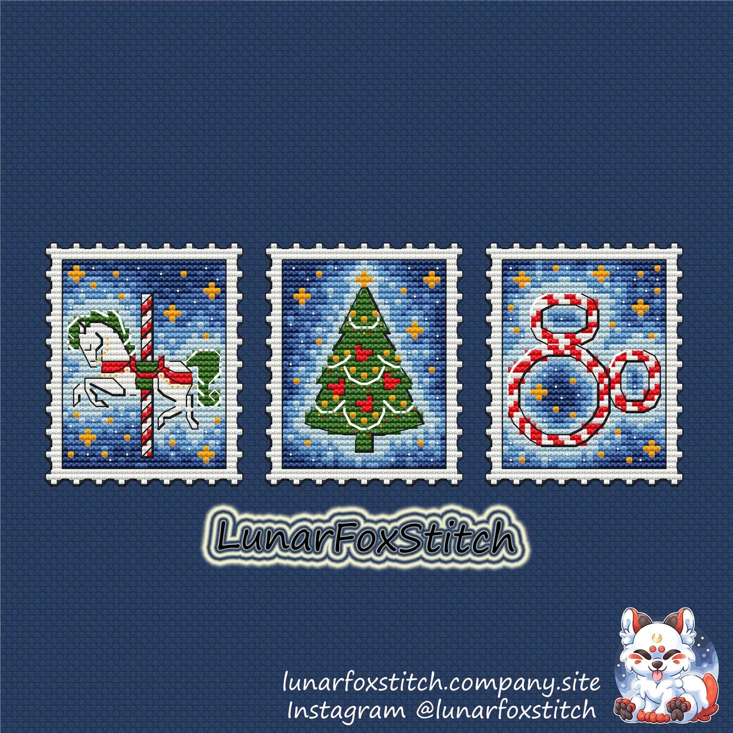 Christmas set 3 - postage stamp cross stitch pattern