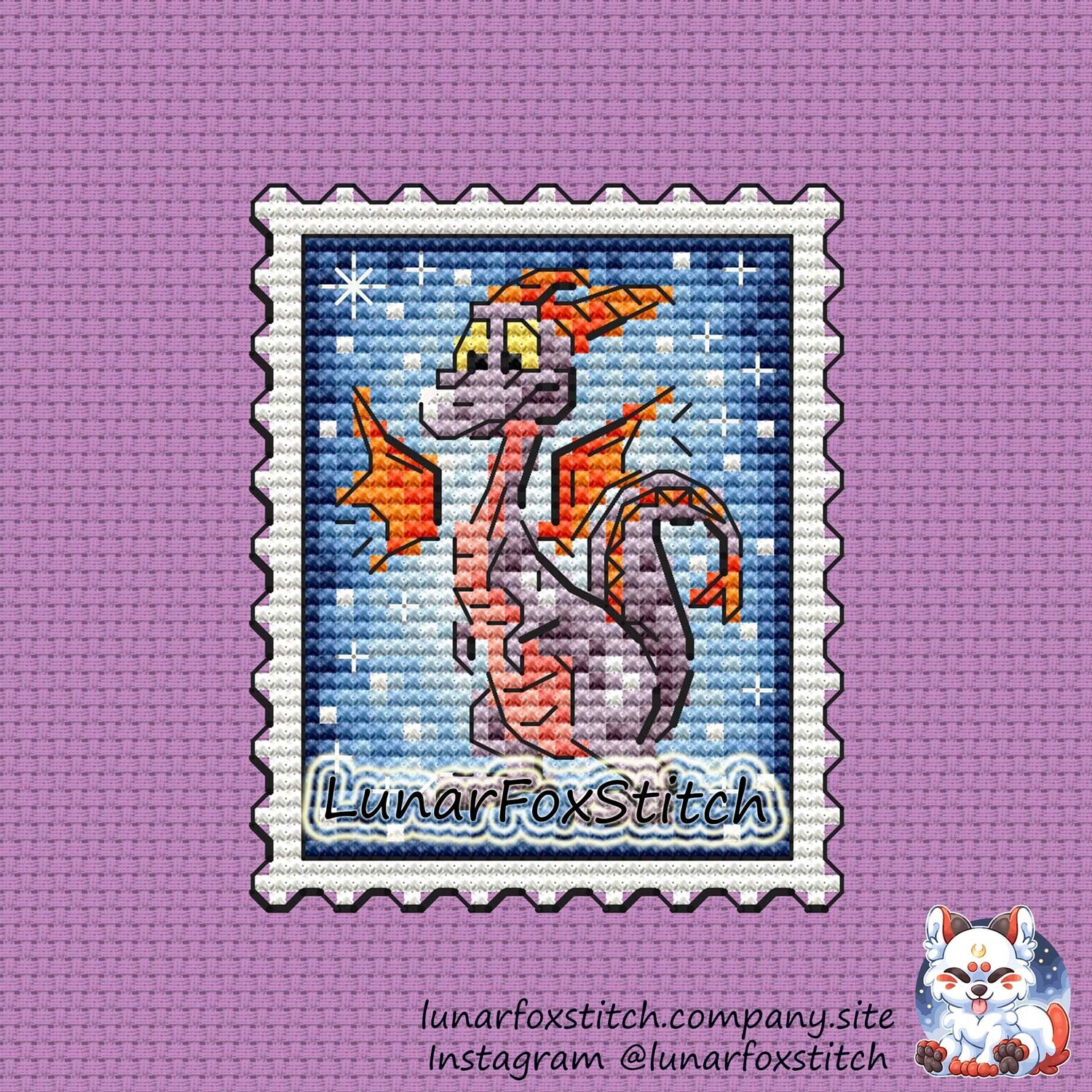 Figment Dragon stamp cross stitch pattern