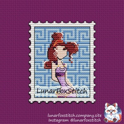 Greek  princess postage stamp cross stitch pattern