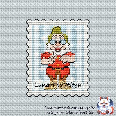 Leader of the dwarfs postage stamp cross stitch pattern
