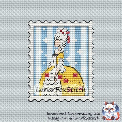 Duchess girl postage stamp cross stitch pattern