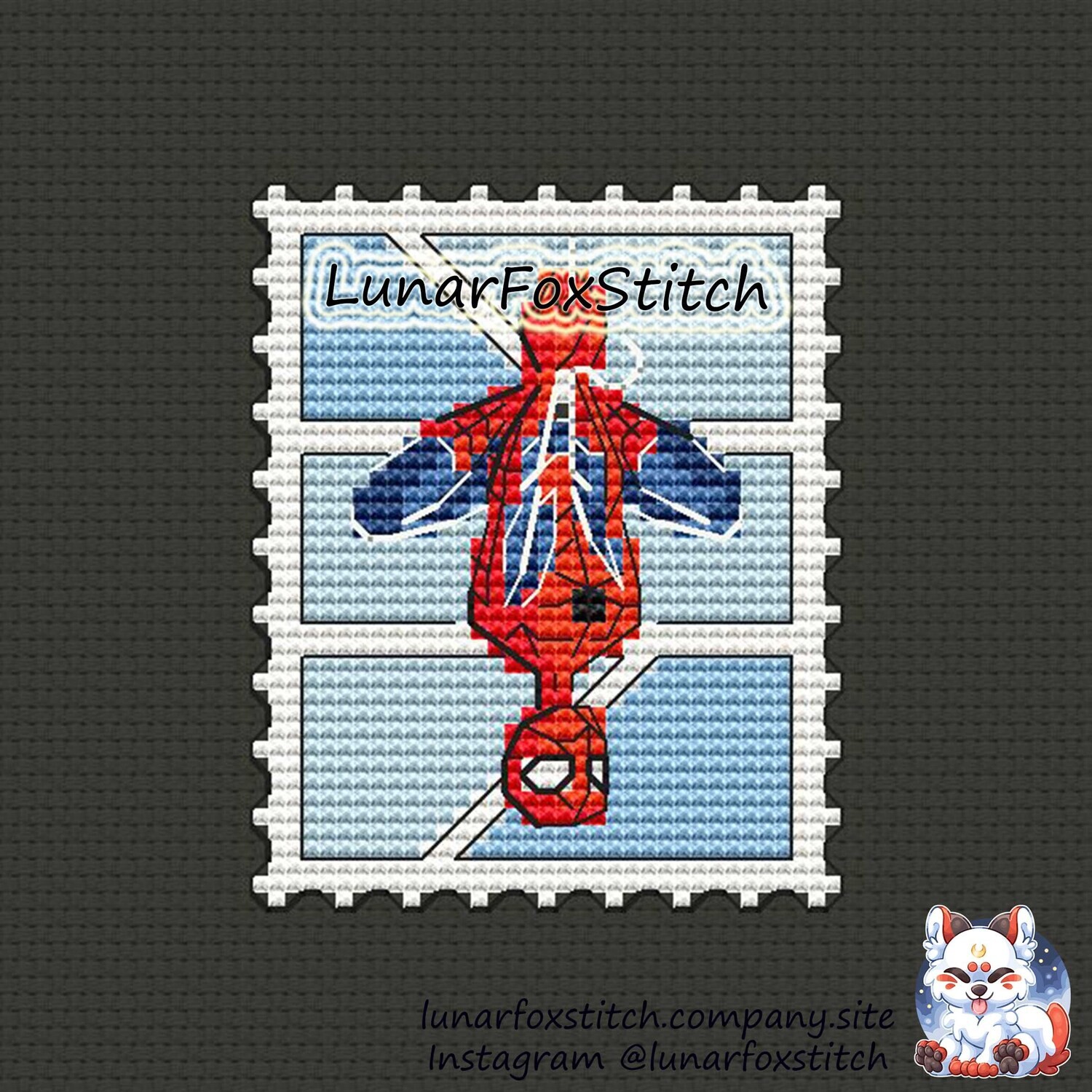 Spider postage stamp cross stitch pattern