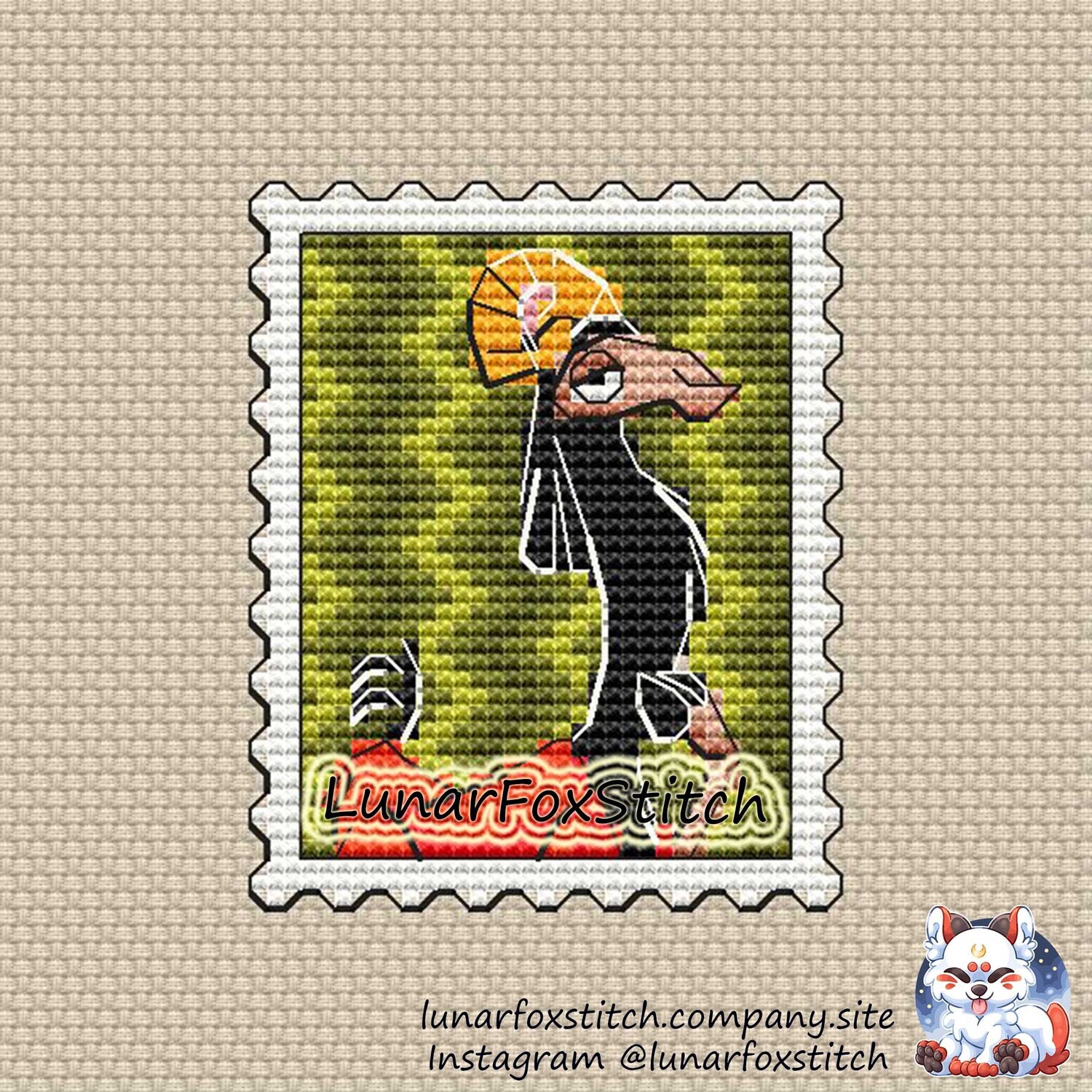 Llama postage stamp cross stitch pattern