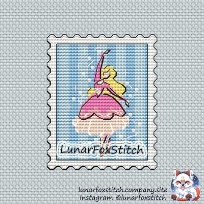 Ballerina girl postage stamp stamp cross stitch pattern