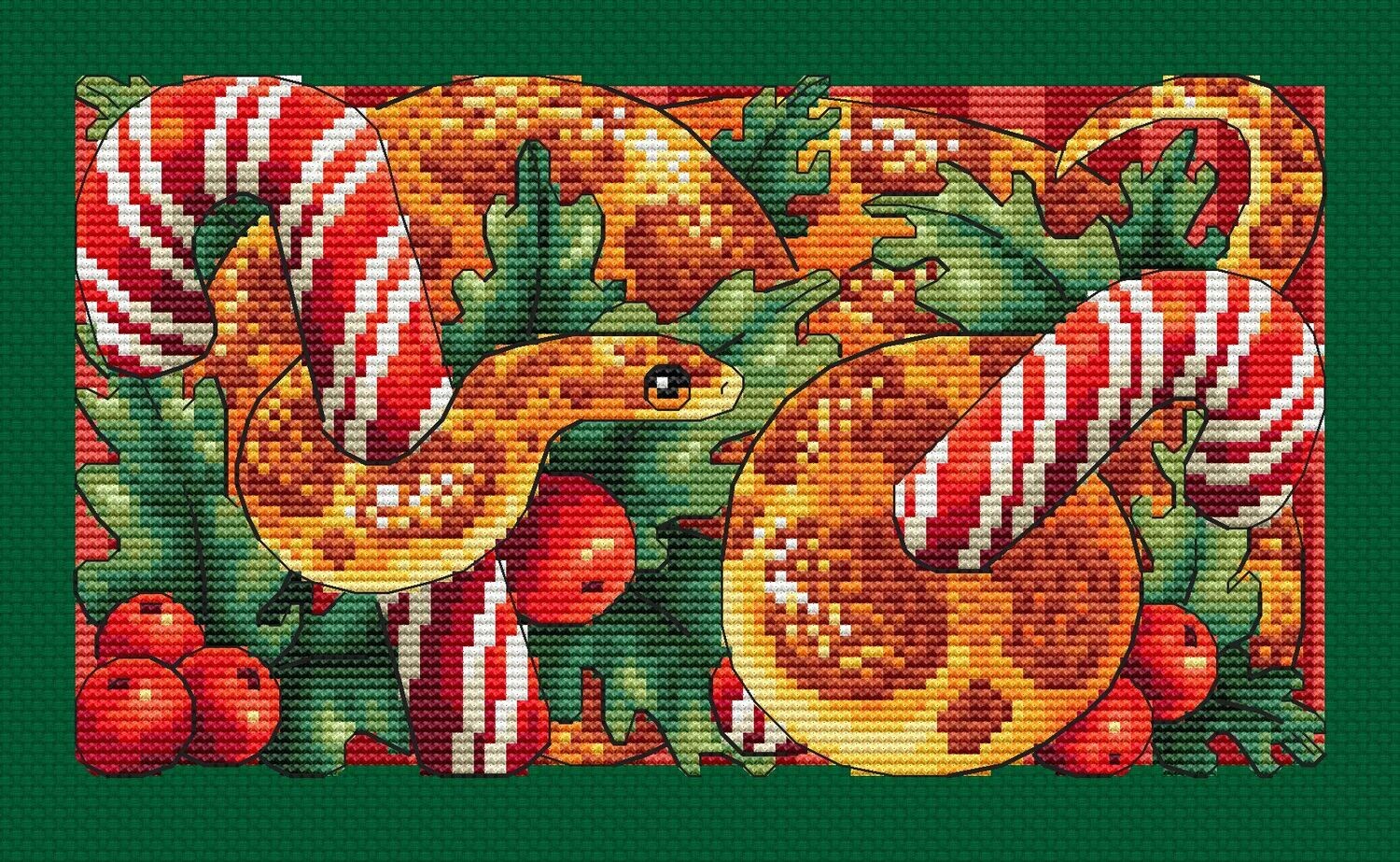 Christmas snake cross stitch pattern