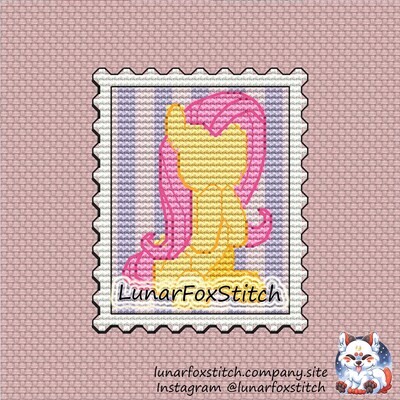 Yellow pony postage stamp cross stitch pattern