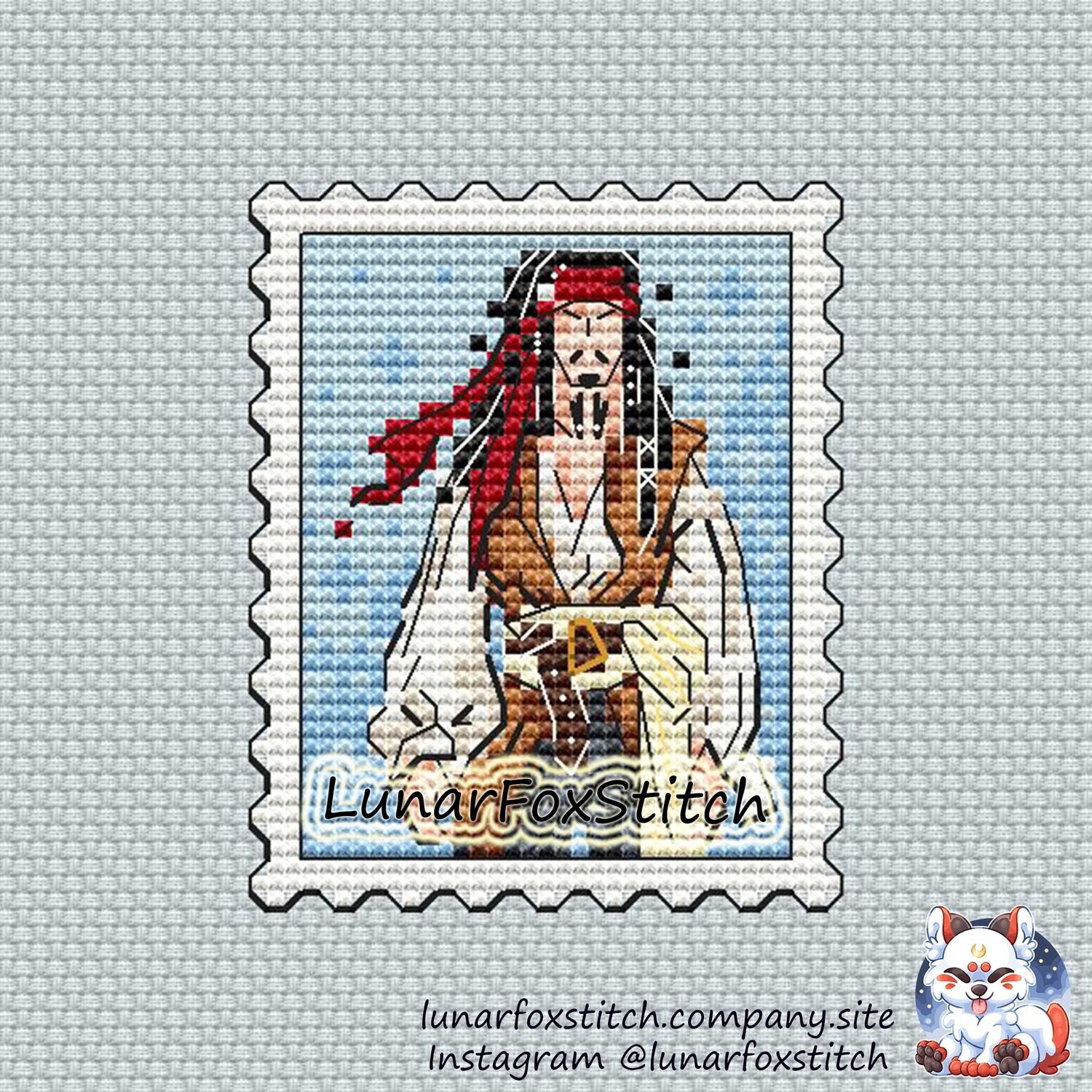 Pirate postage stamp cross stitch pattern