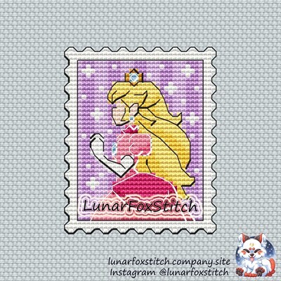 Anime princess postage stamp cross stitch pattern