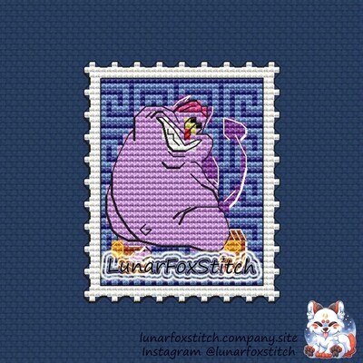 Red chibi beast postage stamp cross stitch pattern