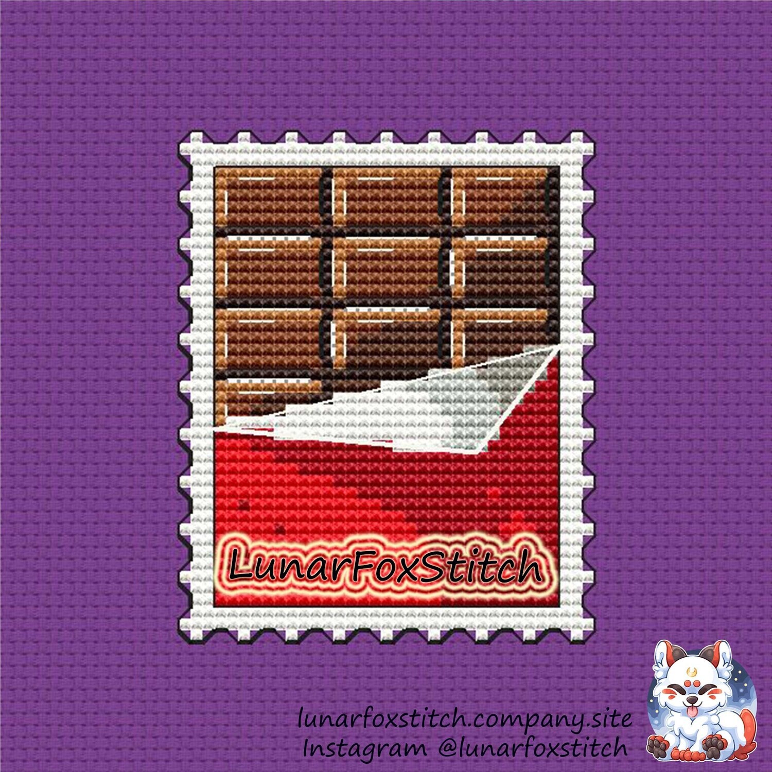 Chocolate Bar postage stamp cross stitch pattern