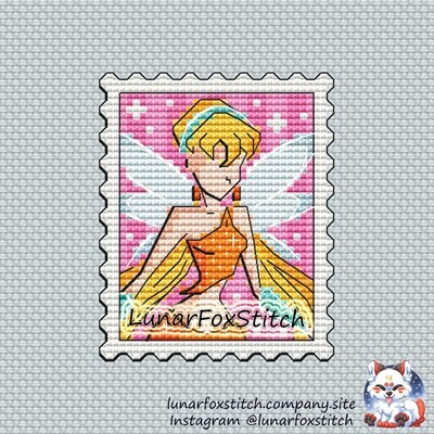 Sun and Moon fairy postage stamp cross stitch pattern