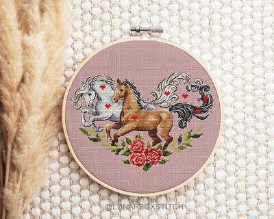 Wild love Horses cross stitch pattern