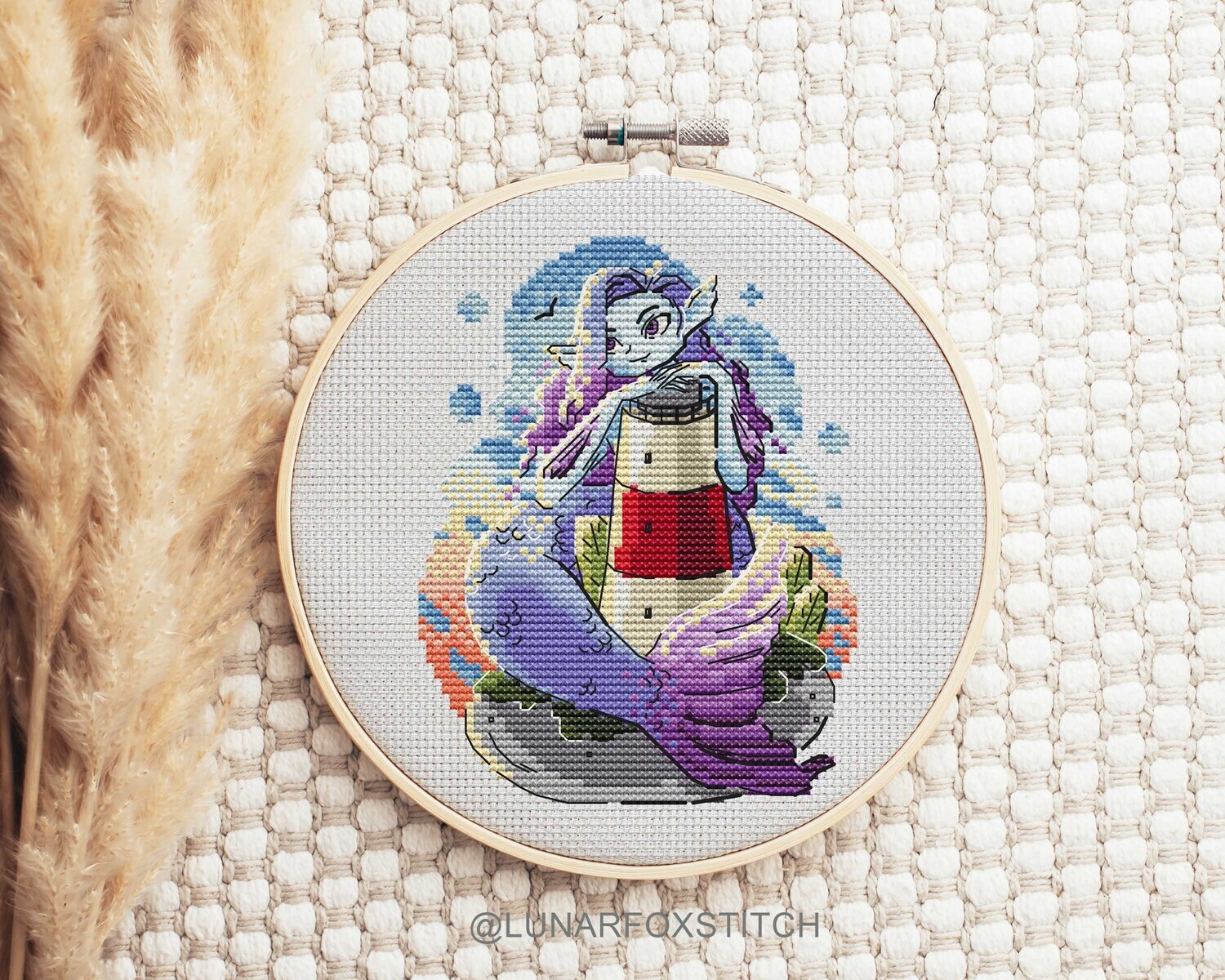 Sunset dreams mermaid cross stitch pattern