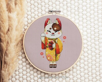 Geisha Cat cross stitch pattern