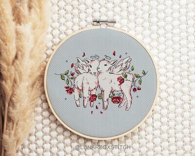 Lambs cross stitch pattern