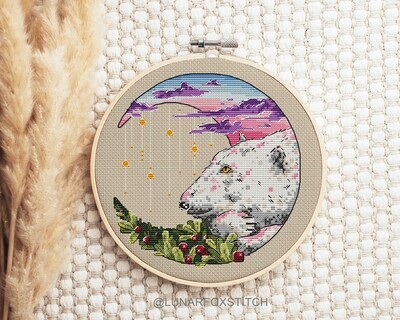 Winter dreams bear cross stitch pattern