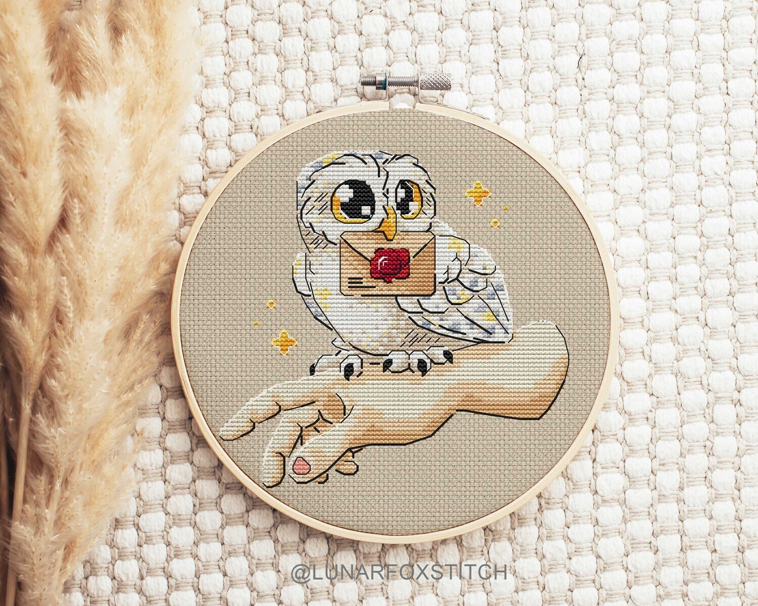 Magical polar owl cross stitch pattern