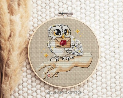 Magical polar owl cross stitch pattern
