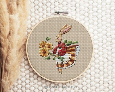 Summer day rabbit cross stitch pattern