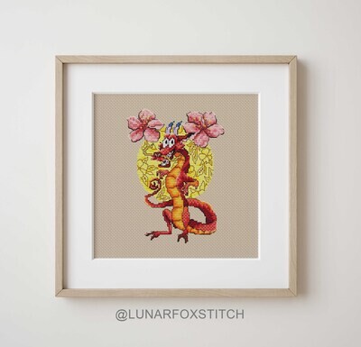 Red chinese dragon cross stitch pattern