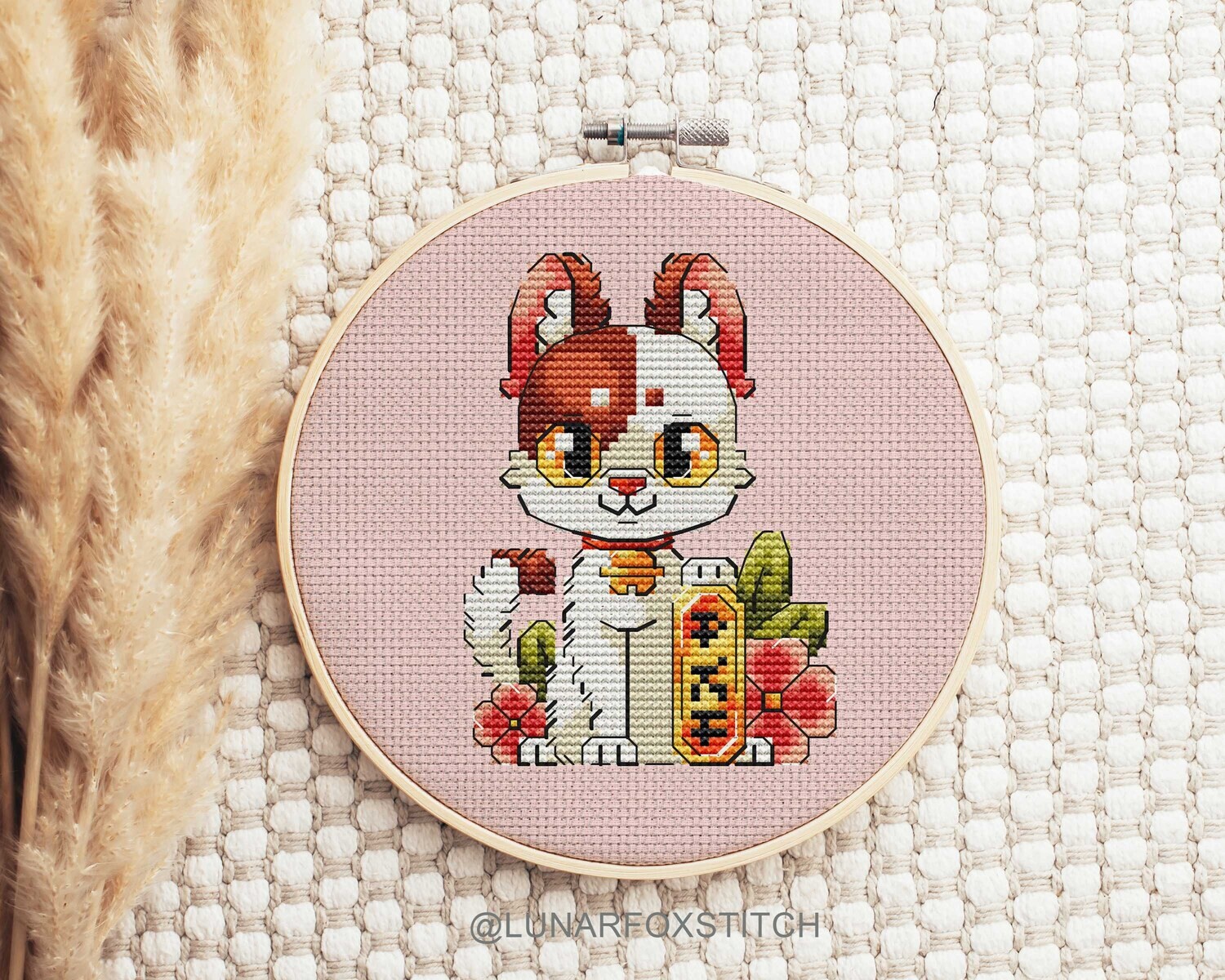 Maneki Neko cross stitch pattern